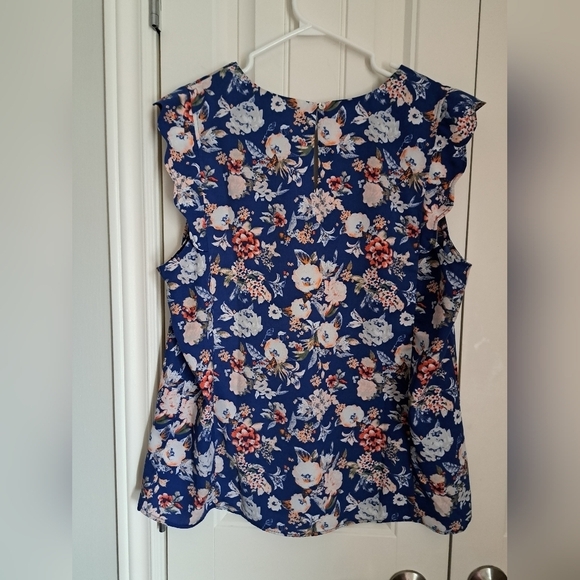 41 HAWTHORN short flutter sleeve floral blouse shirt top summer coastal XL - Picture 2 of 6